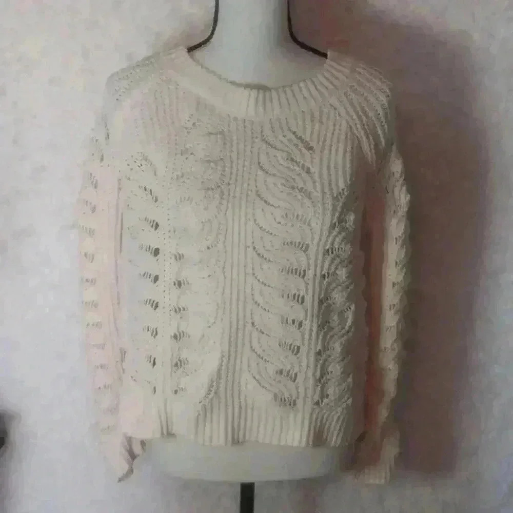 Lulu's WomenCable Knit Sweater Super Soft Off White Sweater Size XS